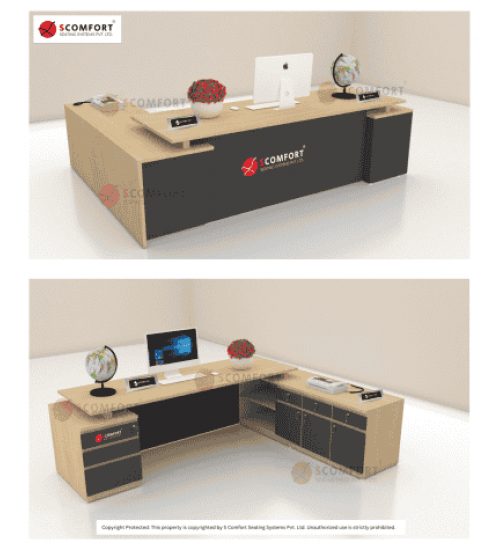 Scomfort SC-EX120 Executive Table with pedestal with 4 drawer with decorative planter box